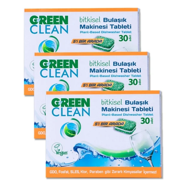 U Green Clean Bitkisel Bulaşık Makinesi Tableti 30'lu 3 Adet - Görsel 5