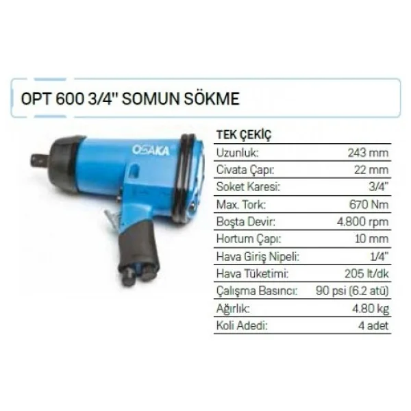 Osaka Opt 600 3/4" Somun Sıkma Makinesi - Görsel 2