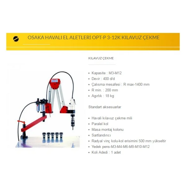 Osaka Opt-P 3-12k Havalı Kılavuz Çekme - Görsel 2