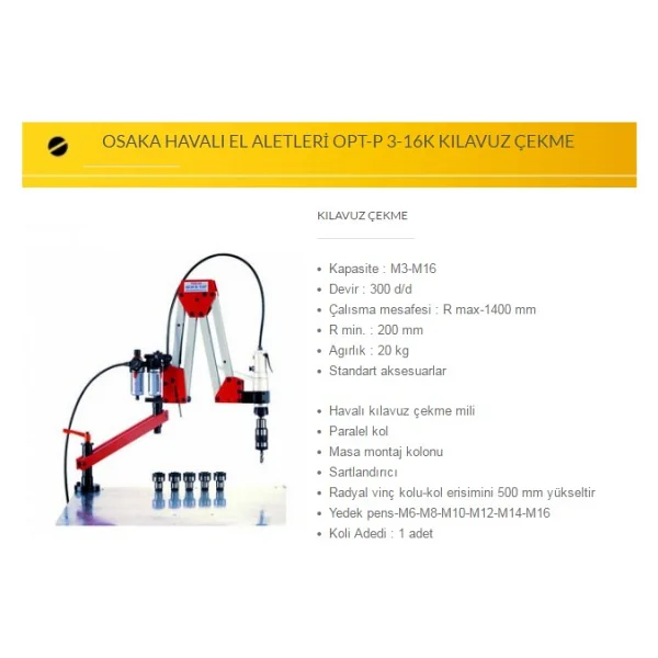 Osaka Opt-P 3-16k Havalı Kılavuz Çekme - Görsel 2
