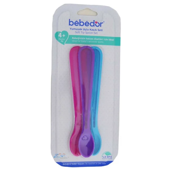 Bebedor 9558 Yumuşak Uçlu Bebek Kaşık Seti Mor - Görsel 2