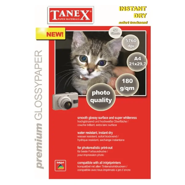 Tanex A4 Fotoğraf Kağıdı 180 Gr 25 Adet Yüksek Kalite Parlak Beyaz Renk - Görsel 3