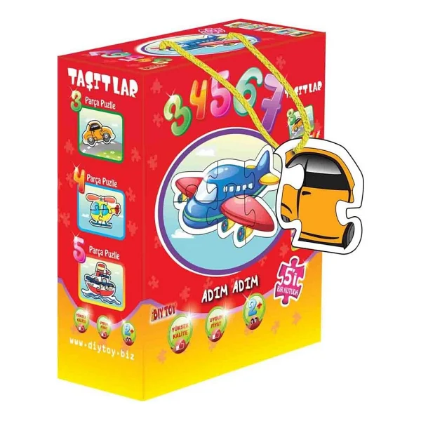 Dıytoy Taşıtlar Puzzle 2-4 Yaş Erkek Çocuklar İçin 25 Parça Eğitici Oyun - Görsel 2