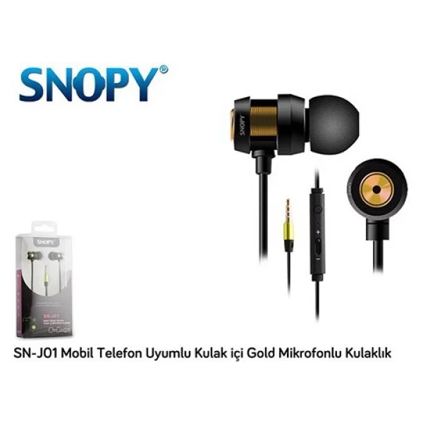 Snopy Sn-J01 Siyah-Gold Kablolu Kulak İçi Kulaklık - Görsel 3