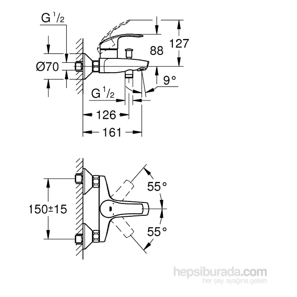 Grohe Eurosmart 33300002 Banyo Bataryası - Görsel 2