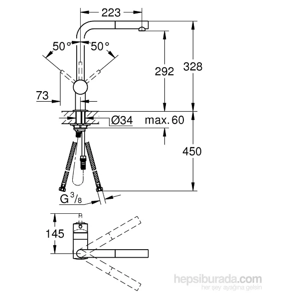 Grohe Minta 32168 Spiralli Mutfak Bataryası - Görsel 2