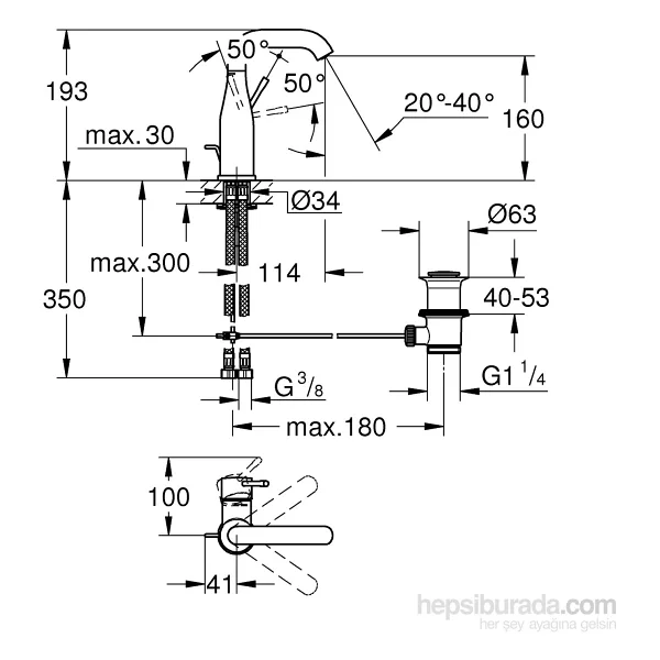 Grohe Essence M 23462001 Krom Tek Kollu Lavabo Bataryası - Görsel 2