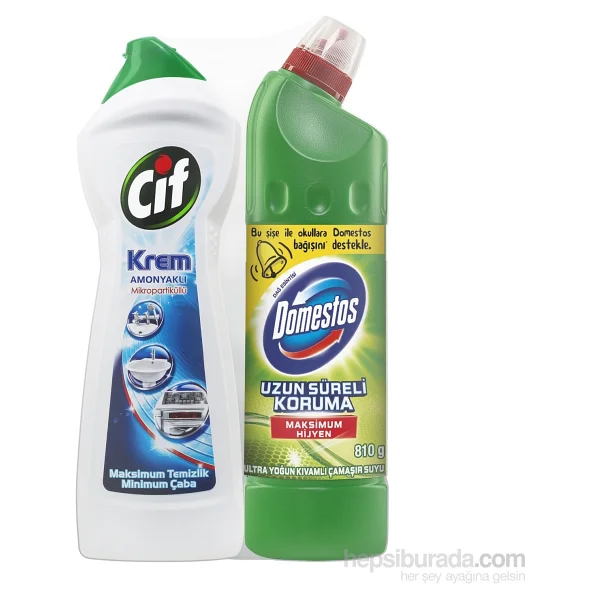 Domestos Cif Krem Amonyaklı 750 Ml + Ulttra Yoğun Çamaşur Suyu Dağ Esintisi 810 Gr - Görsel 2