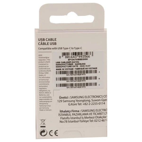 Samsung Ep-Da705bwegww 1 M Beyaz Type-C To Type-C Şarj Kablosu - Görsel 4