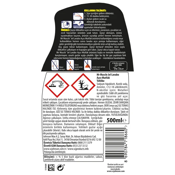 Mr. Muscle Mutfak 500 Ml Jel Lavabo Açıcı - Görsel 2