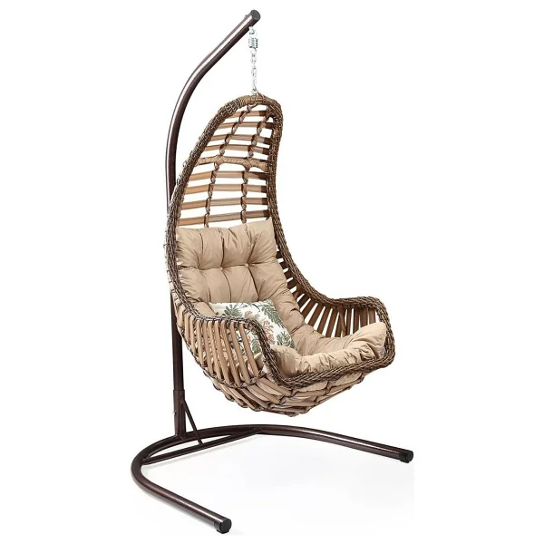 Capri Swing Datça Bahçe Salıncağı Tek Kişilik Rattan Salıncak - Görsel 8