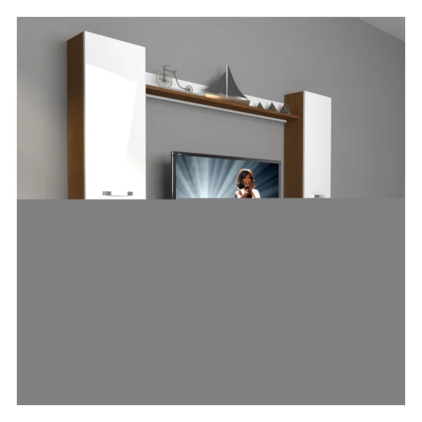 Decoraktiv Eko 5d Slm DVD Retro TV Ünitesi TV Sehpası Beyaz Ceviz - Beyaz - Ceviz - Görsel 5