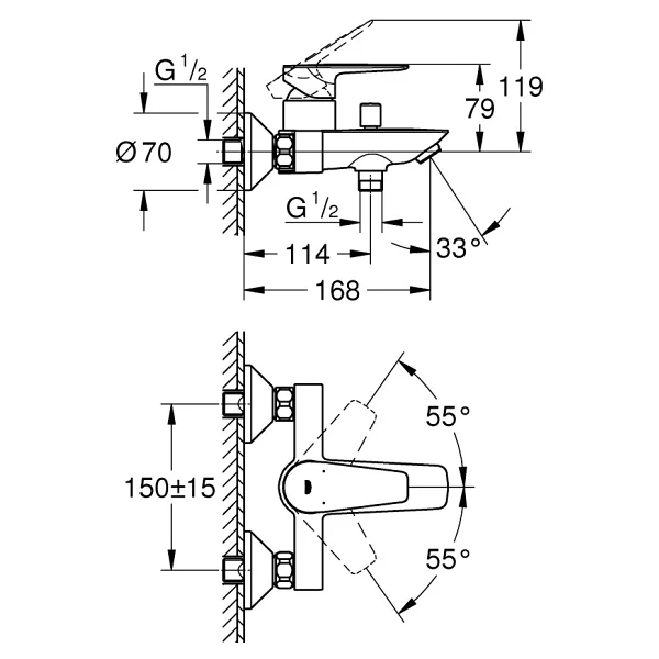 Grohe Bauedge 23605001 Tek Kumandalı Banyo Bataryası - Görsel 2