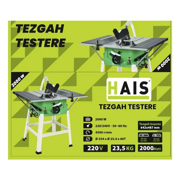 Hais Zb-255a 2000 W Tezgah Daire Testere - Görsel 2