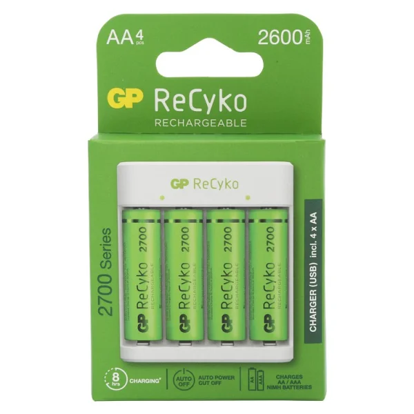 Gp E411 USB Pil Şarj Aleti + 2600 mAh 4'lü Şarjlı Aa Kalem Pil - Görsel 4