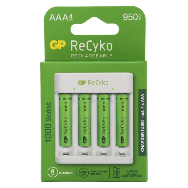 Gp E411 USB Pil Şarj Aleti + 950 mAh 4'lü Şarjlı Aaa İnce Kalem Pil - Görsel 3