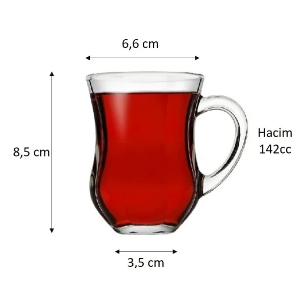 Paşabahçe Dem 55373 6'lı Kulplu Çay Bardağı - Görsel 2