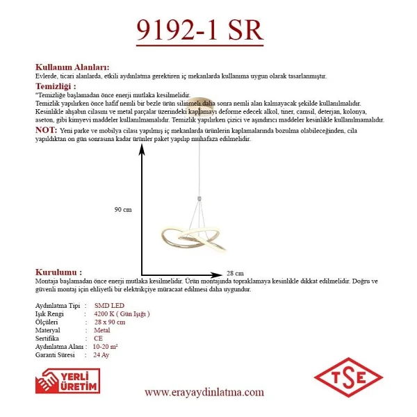 Eray Aydınlatma 9192-1 LED Avize - Görsel 3
