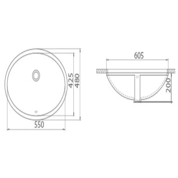 Turkuaz Seramik Cerastyle 070100 55 Cm Tezgah Altı Lavabo - Görsel 3