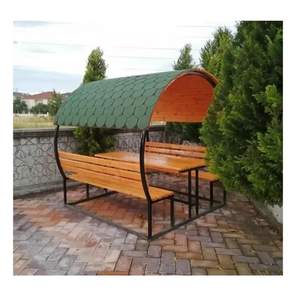 Puhu Aksesuar Bahçe Masası Ahşap Kamelya/Çardak Piknik Masası (8 Kişilik) - Görsel 6