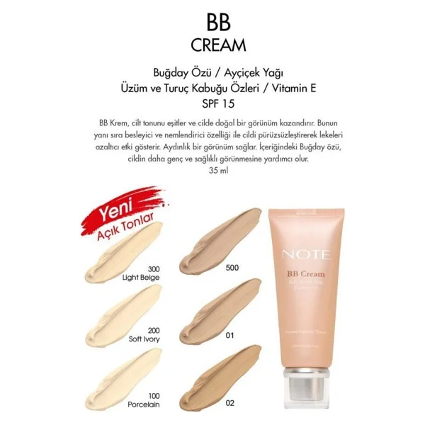 Note Nemlendirici Etkili Yoğun Kapatıcı 200 Soft Ivory Spf 15 35 Ml Bb Krem - Görsel 2