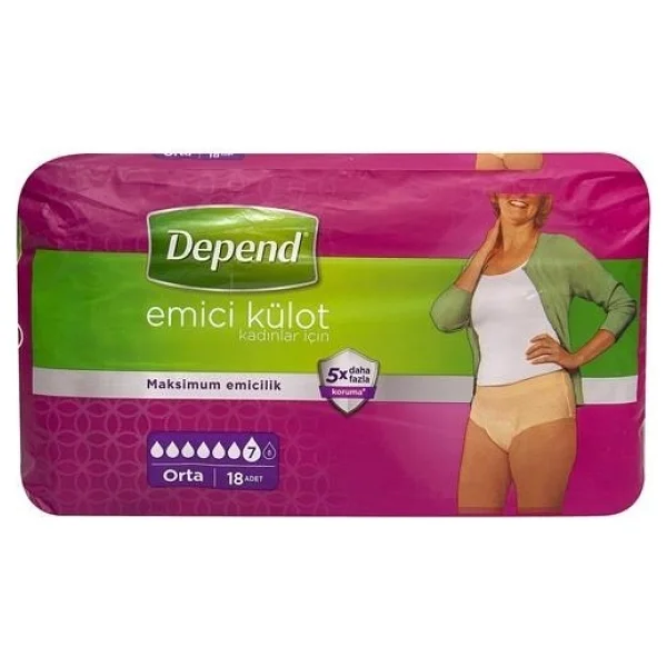 Depend Emici Külot Kadın Orta Boy M 18'li Hasta Bezi - Görsel 2