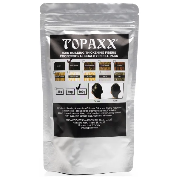 Topaxx 100 Gr Orta Kahve/Medium Brown Saç Fiber Topik Tozu - Görsel 6