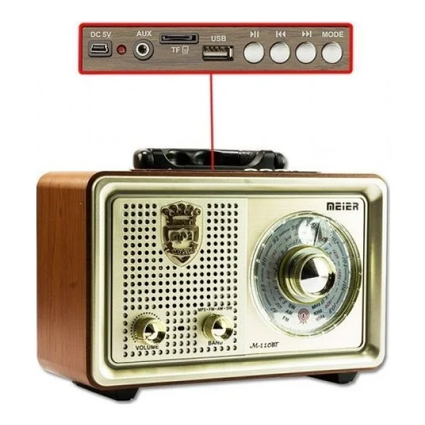 Meier M-110bt USB Sd Bluetooth Nostaljik Fm Radyo - Görsel 4