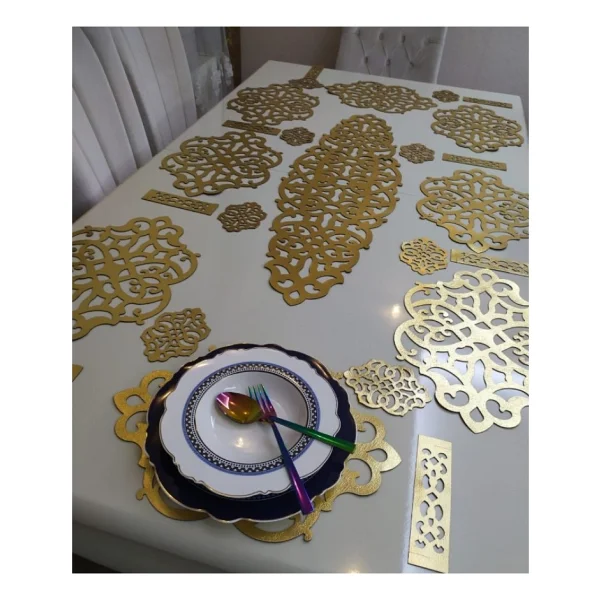 Sehara Runner - Sunum Takımı Masa Örtüsü 8 Kişilik 25 Parça - Siyah - 33 X 100 Cm - Görsel 7