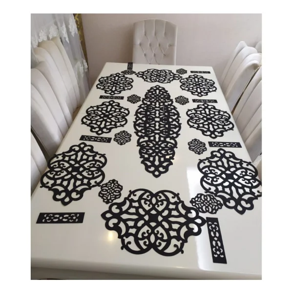 Sehara Runner - Sunum Takımı Masa Örtüsü 8 Kişilik 25 Parça - Siyah - 33 X 100 Cm - Görsel 4