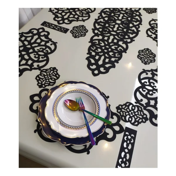 Sehara Runner - Sunum Takımı Masa Örtüsü 8 Kişilik 25 Parça - Siyah - 33 X 100 Cm - Görsel 2