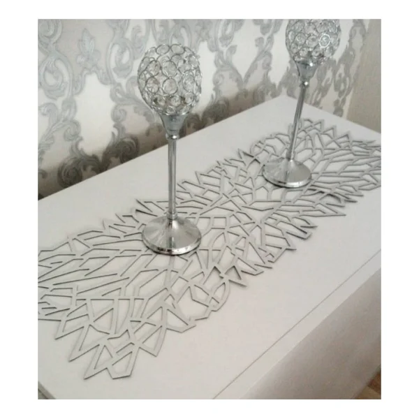 Sehara Runner - Masa Örtüsü - Sehpa Örtüsü - Suni Deri - 4 Parça Kahve Sunumluğu - Siyah - 32 X 100 Cm - Görsel 9