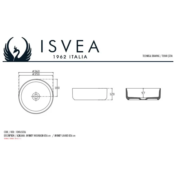 İsvea Infinity 36 Cm Somon Tezgah Üstü Lavabo - Görsel 2