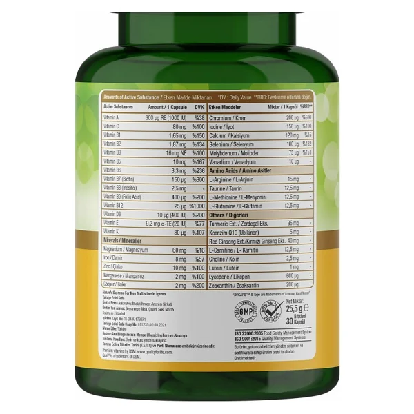 Nature's Supreme Multivitamin For Men 30 Kapsül - Görsel 3