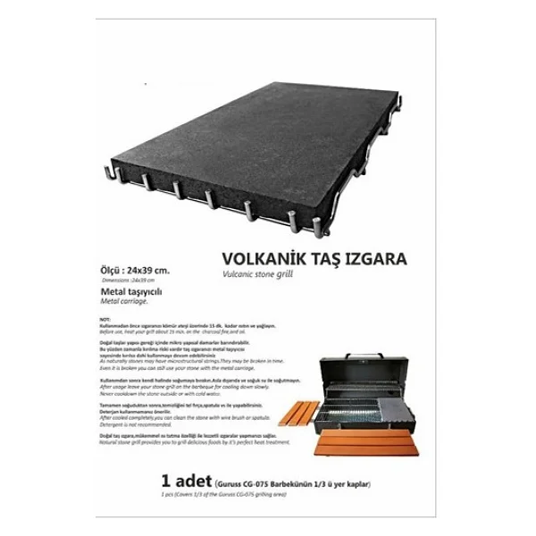 Guruss Volkanik Taş Izgara Mangal - Görsel 3