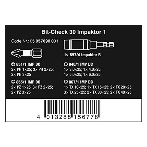 Wera Bit-Check 30 Lu İmpaktor Bits Set 1 05057690001 - Görsel 3