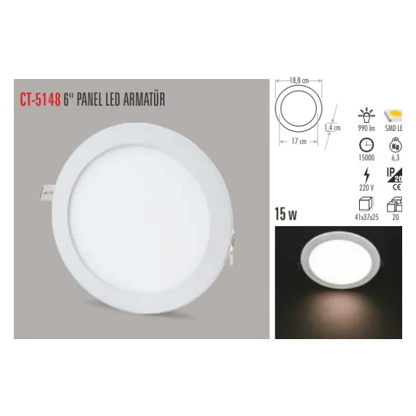 Cata Ct-5148 15 W Gün Işığı LED Panel Armatür - Görsel 3