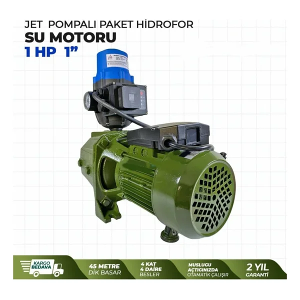 Stilmax Alman Type Jet Pompalı Otomatik Paket Hidrofor Su Motoru 1 Hp 1" Eldiven + Kontrol Kalemi - Görsel 4