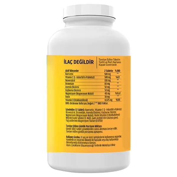 Flx Quercetin Ester C Resveratrol Ve Bromelain 180 Tablet - Görsel 2