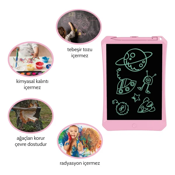 Xiaomi Wicue 11" Pembe Yazı Ve Çizim Tableti - Görsel 6