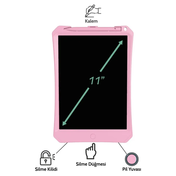 Xiaomi Wicue 11" Pembe Yazı Ve Çizim Tableti - Görsel 7