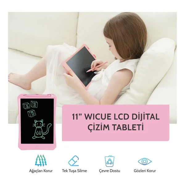 Xiaomi Wicue 11" Pembe Yazı Ve Çizim Tableti - Görsel 8