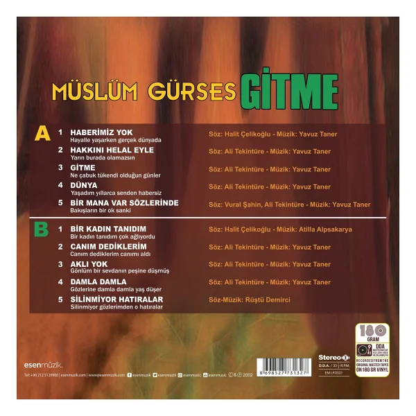 Müslüm Gürses - Gitme Plak - Görsel 4