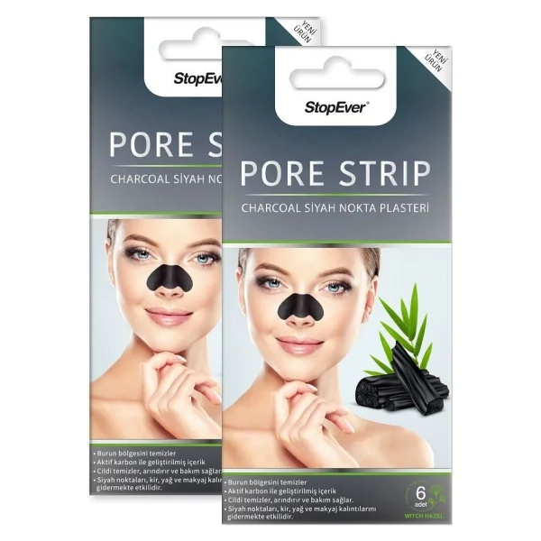Stopever Charcoal Pore Strip Kömürlü 6'lı 2 Adet Siyah Nokta Burun Plasteri - Görsel 4