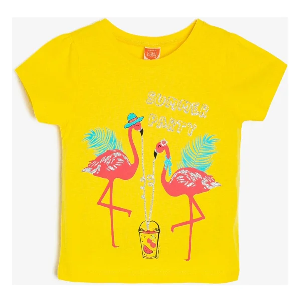 Koton Kız Bebek Yazılı Baskılı T-Shirt - 9 - 12 Ay - Sarı - Görsel 8