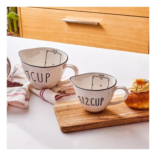 Karaca Veva 2'li Porselen Ölçü Bardağı Seti 250 Ml Ve 500 Ml - Ergonomik, Şık Ve Hediyelik Mutfak Aksesuarı - Görsel 2