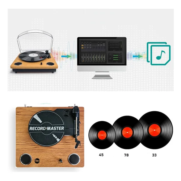 Record Master Tt249 Bluetooth Hoparlörlü Retro Pikap - Görsel 4
