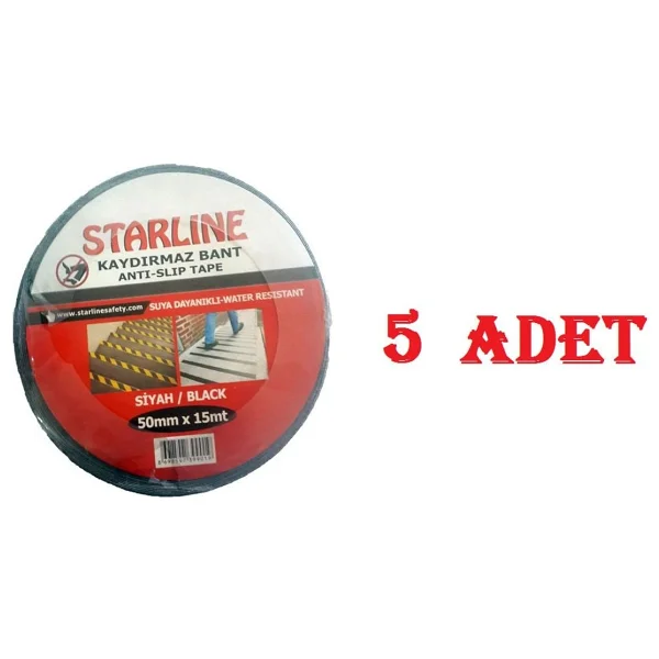 50 Mm X 15 M Yüksek Tutuşlu Kaydırmaz Bant Starline Siyah X 5 Adet - Görsel 6