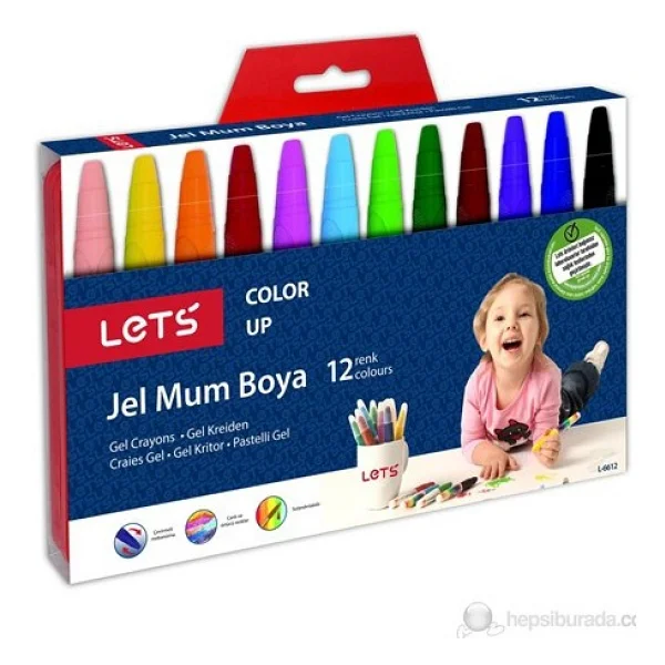 Let's Jel Mum Boya Seti 12 Renk 12 Parça Çocuklar İçin Ergonomik Rahat Tutuşlu Tasarım - Görsel 2