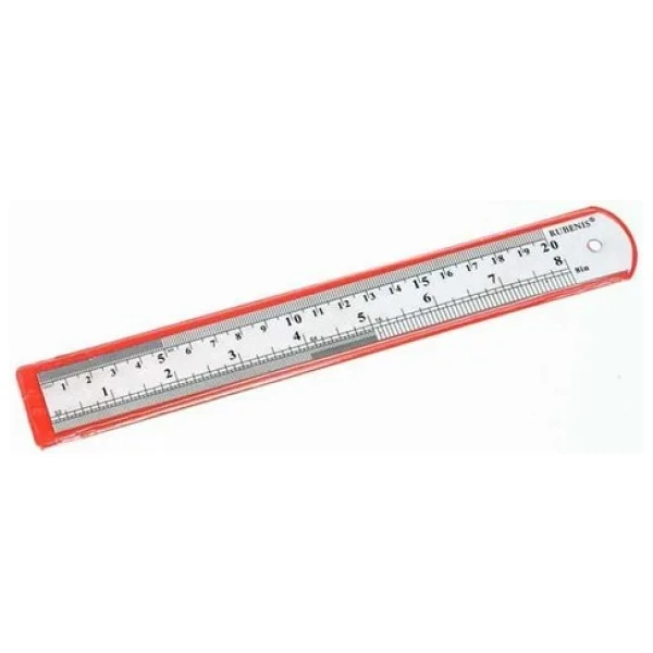 Rubenis Jr-20 Çelik Cetvel 20 Cm Kırmızı Renk 1 Parça Ölçüm İçin Uygun - Görsel 2